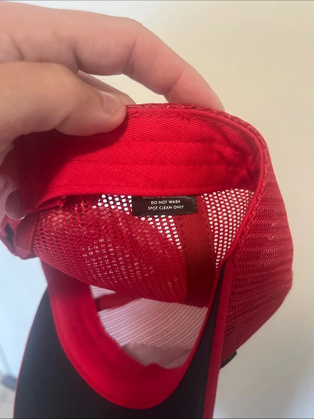 Hemlock Red Mesh Trucker Hat with Branded Patch